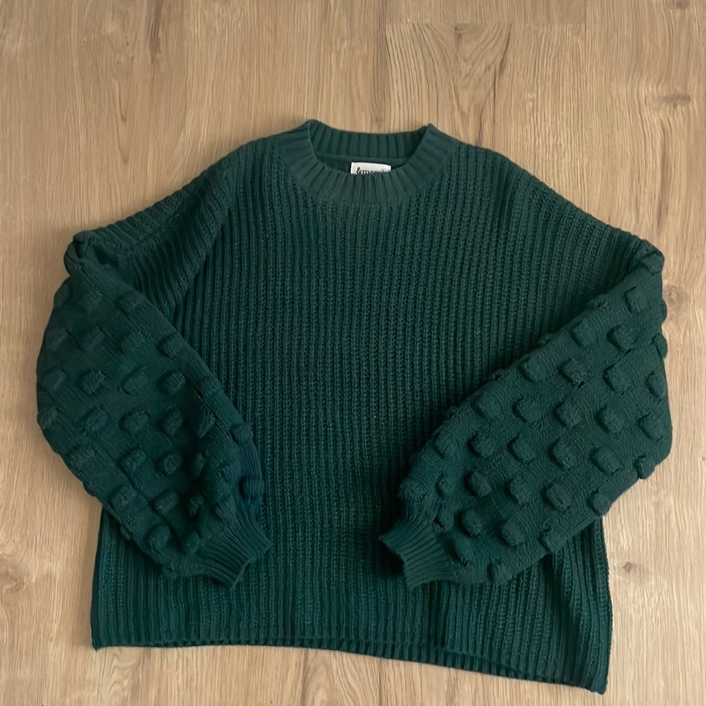 Pink Lily Emerald Pom Pom sleeve sweater